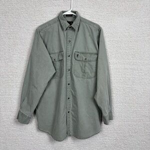 Vtg Browning Shirt‎ Mens XL Green Pigment Dyed 90s 100% Cotton Outdoors Rugged
